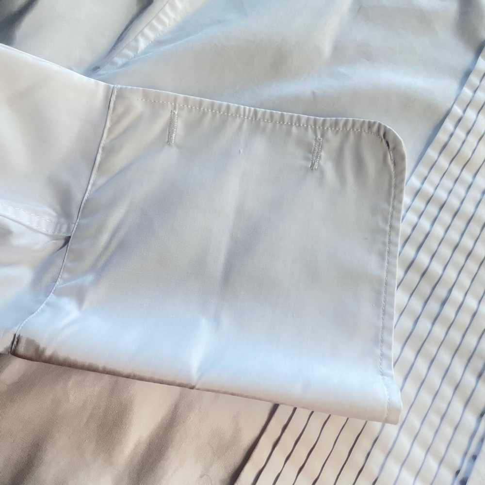 Milani White Tux Shirt 17 1/2 34-35 Mens Button‎ Up French Cuffs - Picture 4 of 7